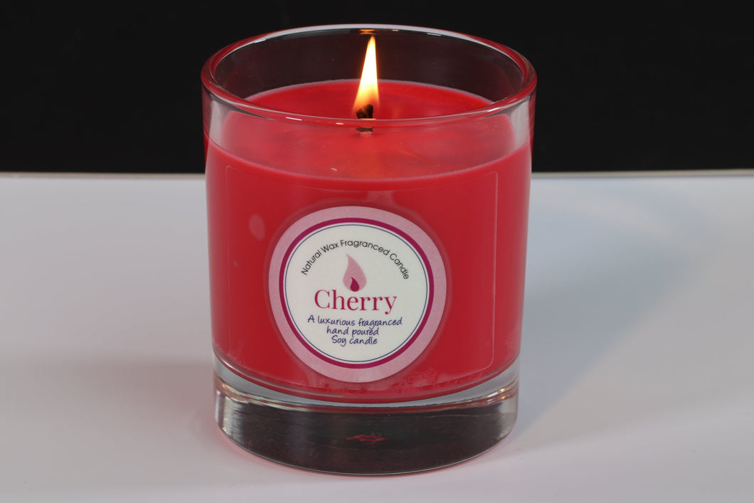 Cherry Scented Soy Wax Glass Container Candle