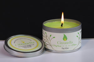 Citronella Scented Soy Wax Tin Candle (Repel Insects)