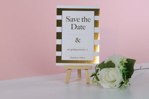 Deluxe Striped Wedding Save The Date Cards