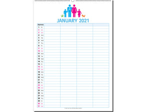 A3/A4 Family Organiser & Yearly Planner Calendar 2022