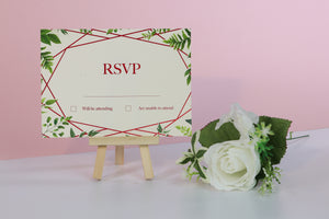 Deluxe Leaf Themed Wedding RSVP Cards