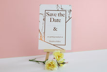 Load image into Gallery viewer, Deluxe Marble Themed Wedding Save The Date Cards