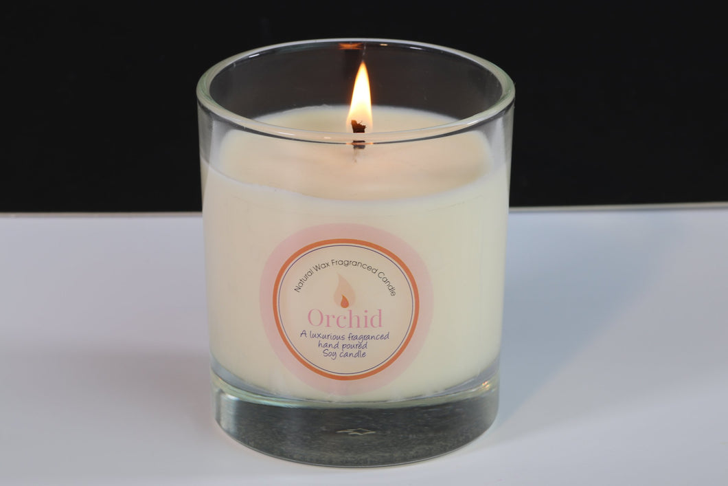 Orchid Scented Soy Wax Glass Container Candle