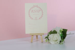 Deluxe Pink & White Wedding RSVP Cards