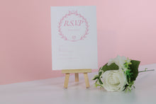 Load image into Gallery viewer, Deluxe Pink &amp; White Wedding RSVP Cards