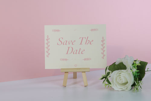 Deluxe Pink & White Wedding Save The Date Cards