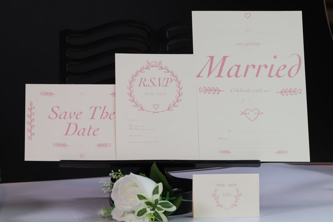 Deluxe Pink & White Wedding Stationery Set