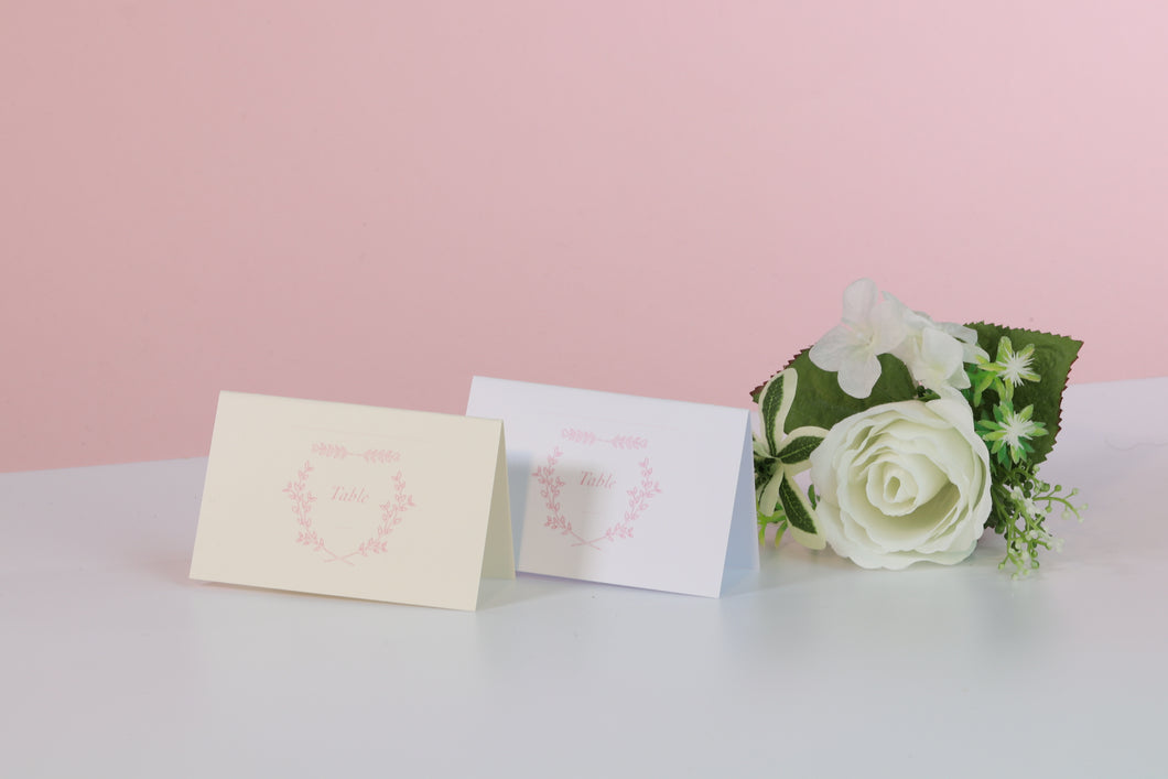 Deluxe Pink & White Wedding Table Cards