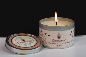 Rosewood Scented Soy Wax Tin Candle