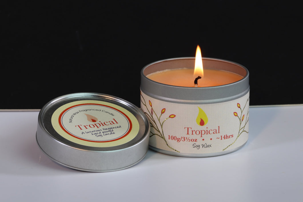 Tropical Scented Soy Wax Tin Candle